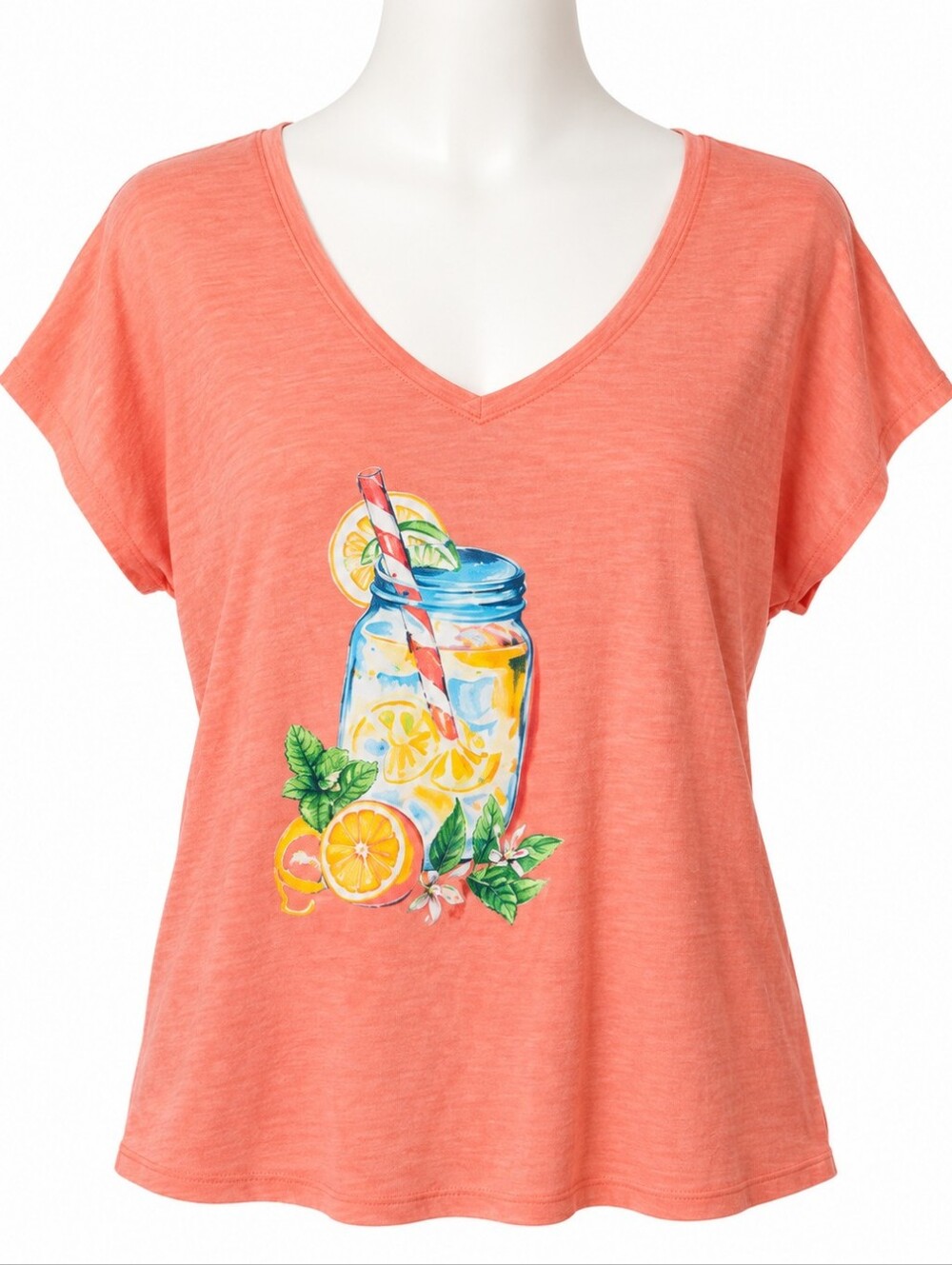 Caribbean Joe Island Supply Company women's v-neck t-shirt Orange